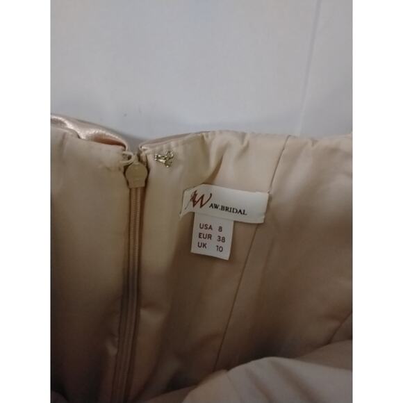 AW BRIDAL SZ 8 M champagne Blustery formal party gala maxi dress NEW B36 - Picture 6 of 9